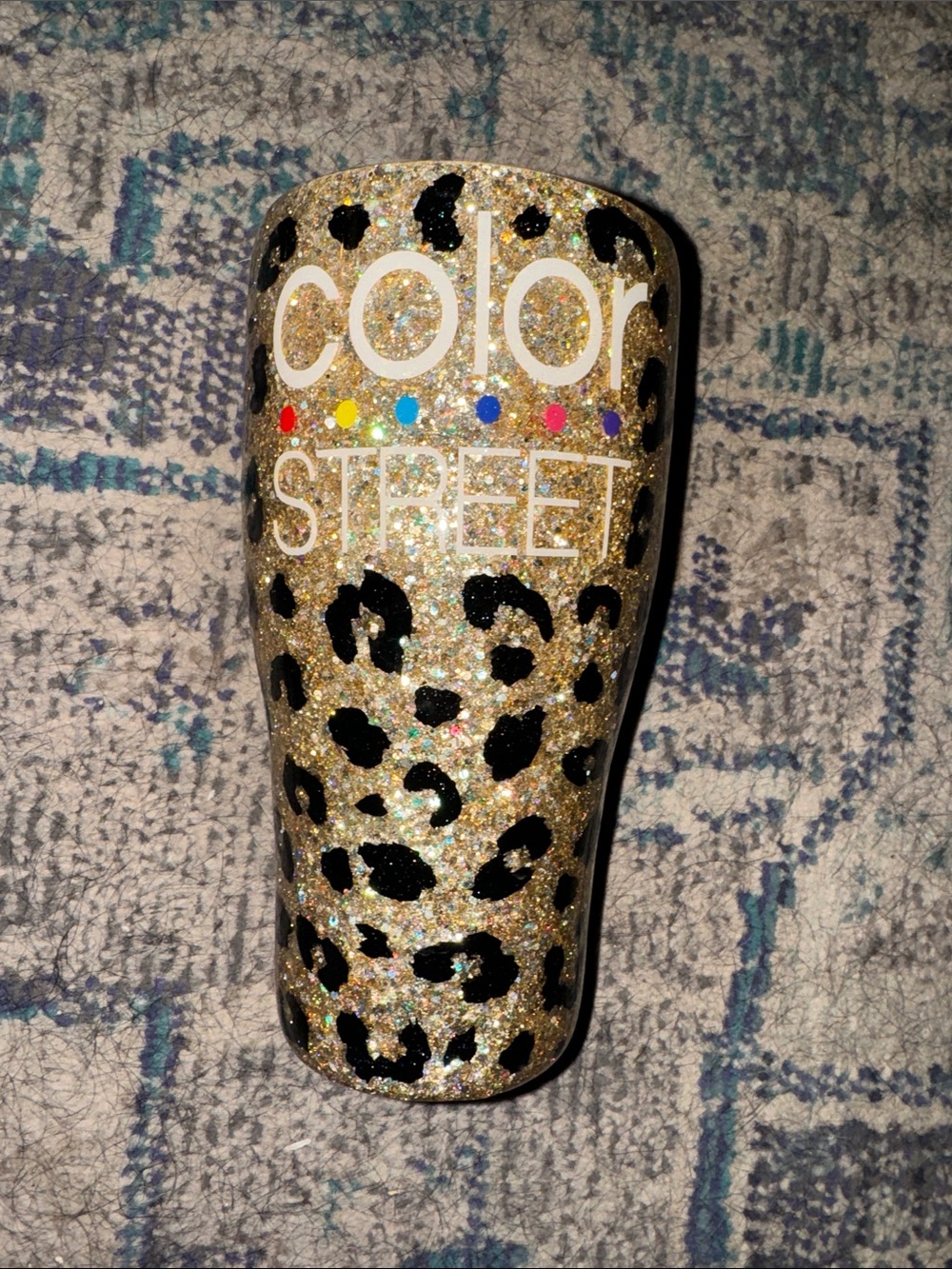 Color Street Gold Leopard Glitter Tumbler